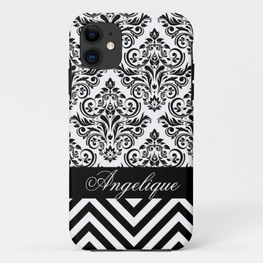 Chevron Damask Designer zwart | wit Case-Mate iPhone Case (Achterkant)