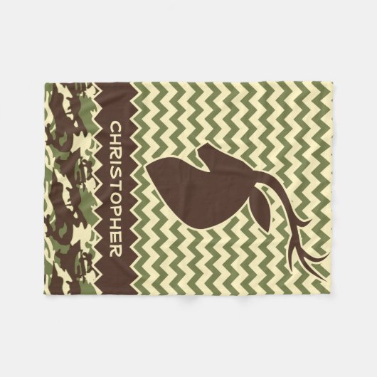 Chevron Deer Buck Camouflage Naam toevoegen Fleece Deken (Voorkant (Horizontaal))
