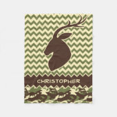 Chevron Deer Buck Camouflage Naam toevoegen Fleece Deken (Voorkant)