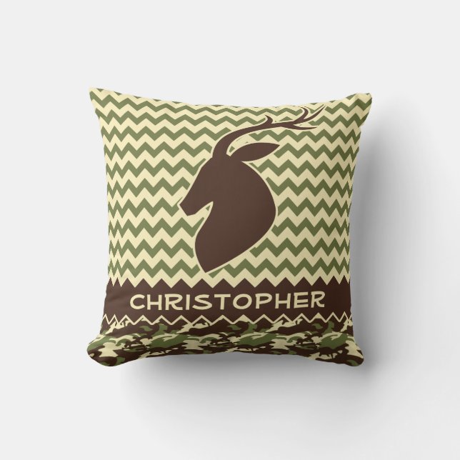 Chevron Deer Buck Camouflage personaliseert Kussen (Voorkant)
