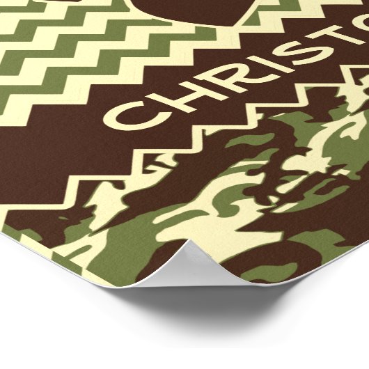 Chevron Deer Buck Camouflage personaliseert Poster (Hoek)