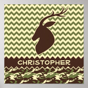 Chevron Deer Buck Camouflage personaliseert Poster