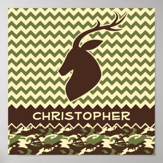 Chevron Deer Buck Camouflage personaliseert Poster (Voorkant)