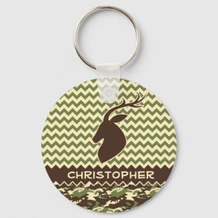 Chevron Deer Buck Camouflage personaliseert Sleutelhanger