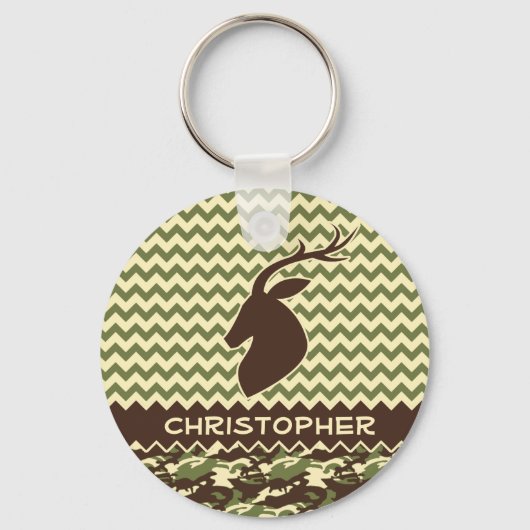 Chevron Deer Buck Camouflage personaliseert Sleutelhanger (Voorkant)