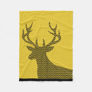 Chevron Deer Stag Silhouette Goud zwart Fleece Deken