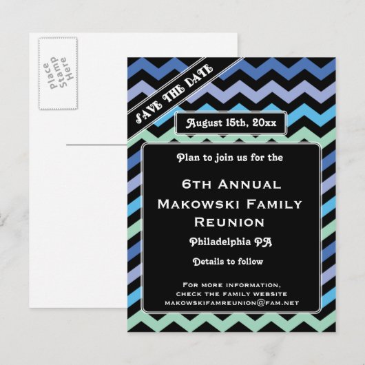 Chevron Design-Reünie, Evenement, Feest Save the D Aankondigingskaart (Voorkant / Achterkant)