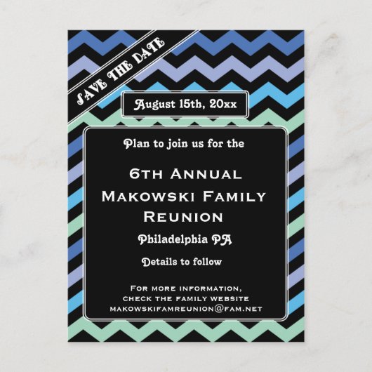 Chevron Design-Reünie, Evenement, Feest Save the D Aankondigingskaart (Voorkant)