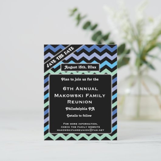 Chevron Design-Reünie, Evenement, Feest Save the D Aankondigingskaart (Staand voorkant)