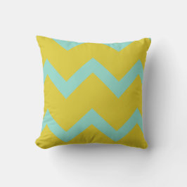 Chevron Designer Pillow: aqua + chartreuse Kussen