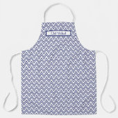 Chevron Dik Dün DIY Kleuren Navy Wit SV Schort (Voorkant)