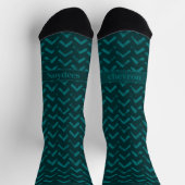 Chevron Donkergroen en Turquoise Naam Sokken (Top)