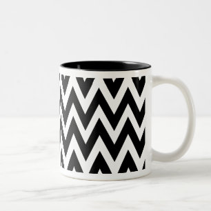 Chevron Dreams zwart-witte koffie Tweekleurige Koffiemok