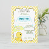 Chevron Duck Baby shower Sprinkle Invitations Kaart (Staand voorkant)