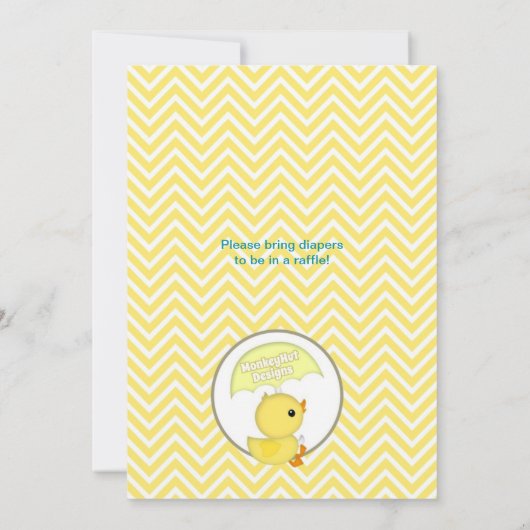 Chevron Duck Baby shower Sprinkle Invitations Kaart (Achterkant)