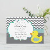 Chevron Ducky Modern Baby shower Kaart (Staand voorkant)