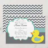 Chevron Ducky Modern Baby shower Kaart (Voorkant / Achterkant)