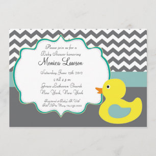 Chevron Ducky Modern Baby shower Kaart
