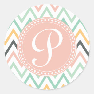 Chevron Elegant Meisje Monogrammed Envelope Seal Ronde Sticker