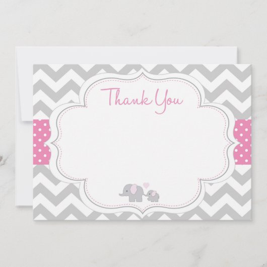 Chevron Elephant Baby shower Dank je wel Notitiekaartje (Voorkant)