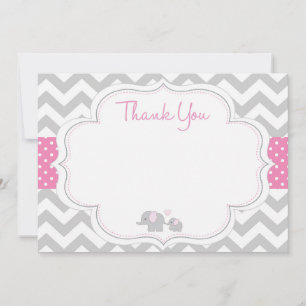 Chevron Elephant Baby shower Dank je wel Notitiekaartje