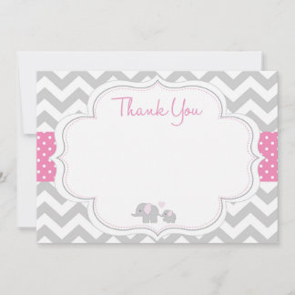 Chevron Elephant Baby shower Dank je wel Notitiekaartje