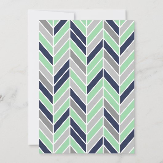 Chevron Elephant Baby shower Invitation Navy Mint Kaart (Achterkant)
