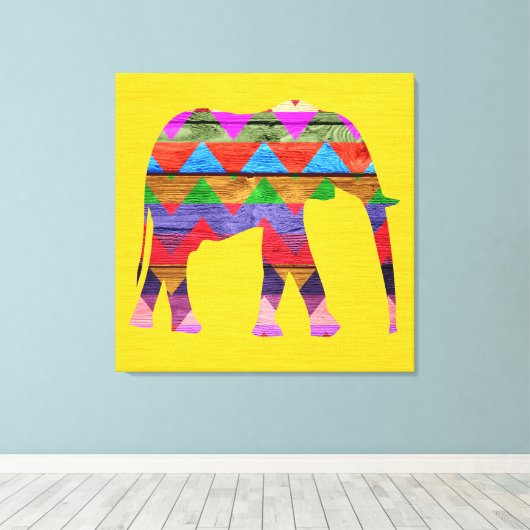 Chevron Elephant Pattern Canvas Afdruk (Insitu (Houten vloer))