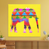 Chevron Elephant Pattern Canvas Afdruk (Insitu (Woonkamer))