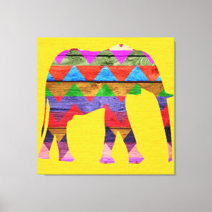 Chevron Elephant Pattern Canvas Afdruk