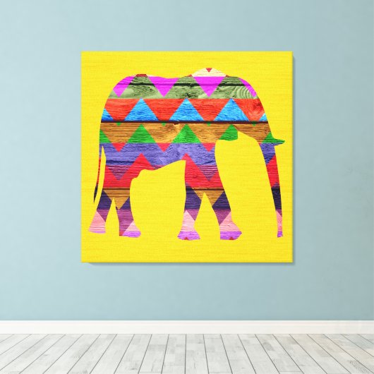 Chevron Elephant Pattern Canvas Afdruk (Insitu (Houten vloer))