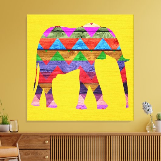 Chevron Elephant Pattern Canvas Afdruk (Insitu (Woonkamer))