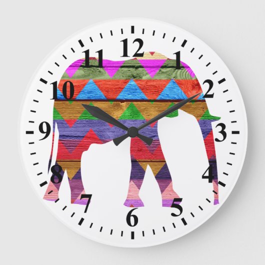 Chevron Elephant Pattern Grote Klok (Voorkant)