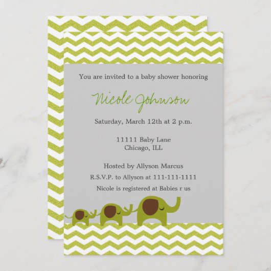 Chevron Elephants Kaart (Voorkant / Achterkant)