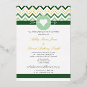 Chevron Emerald Green Gold Folie Uitnodiging voor  (Voorkant)