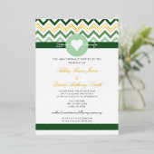 Chevron Emerald Green Gold Folie Uitnodiging voor  (Staand Voorkant)