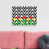 Chevron en bloemen moderne bloem kunstprint canvas afdruk (Insitu (Woonkamer))