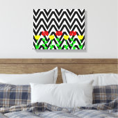 Chevron en bloemen moderne bloem kunstprint canvas afdruk (Insitu (Slaapkamer))