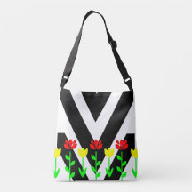 Chevron en Bloemen Moderne Bloemstuk Kunst Tas