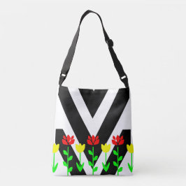 Chevron en Bloemen Moderne Bloemstuk Kunst Tas