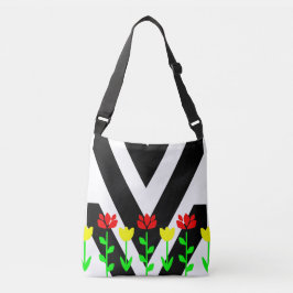 Chevron en Bloemen Moderne Bloemstuk Kunst Tas