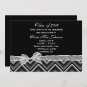 Chevron en Bow Afstuderen Invitation Kaart (Voorkant / Achterkant)