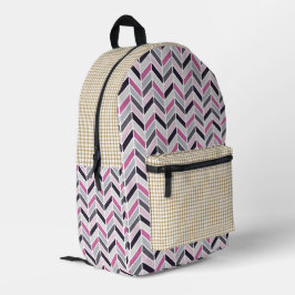 Chevron en Check Pattern Print Cut Naai Rugzak
