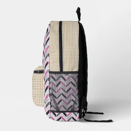 Chevron en Check Pattern Print Cut Naai Rugzak (Rechts)
