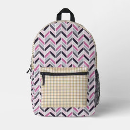 Chevron en Check Pattern Print Cut Naai Rugzak