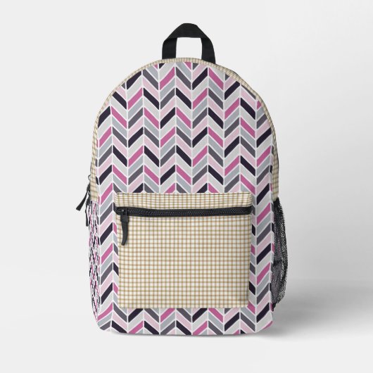 Chevron en Check Pattern Print Cut Naai Rugzak (Voorkant)