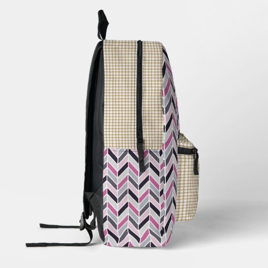 Chevron en Check Pattern Print Cut Naai Rugzak (Links)