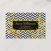 Chevron en Faux Gold Leaves Modern Chic Visitekaartje (Voorkant)