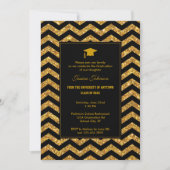 Chevron en Glitter Afstuderen Invitation Kaart (Voorkant)