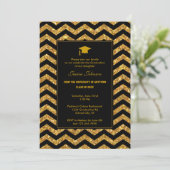 Chevron en Glitter Afstuderen Invitation Kaart (Staand voorkant)